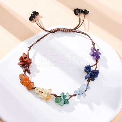 Adjustable Natural Chakra Gemstone Braided Bead Bracelets for Women BJEW-U035-02H-1
