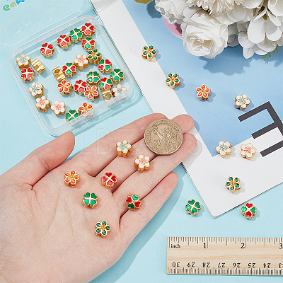 42Pcs 7 Styles Alloy Enamel European Beads ENAM-GO0001-17-1