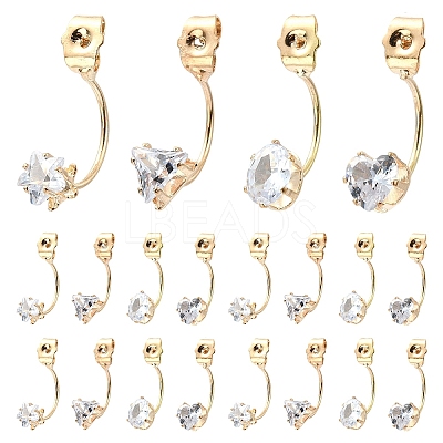 16Pcs 4 Styles Alloy Clear Cubic Zirconia Earring Nuts FIND-YW0012-06B-1