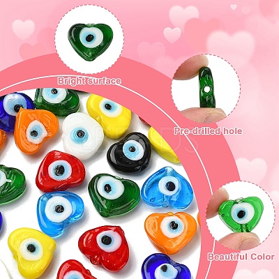 40Pcs 8 Colors Handmade Evil Eye Lampwork Beads Strands LAMP-YW0004-27-1