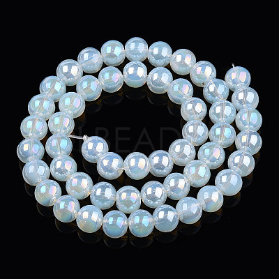 Electroplate Transparent Glass Beads Strands GLAA-T032-T8mm-AB14-1