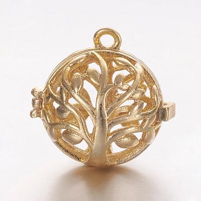 Brass Cage Pendants KK-K173-03G-1