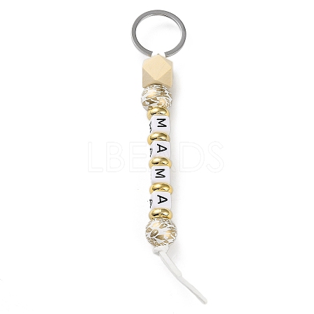 Wood and Plastic Beads Keychain Decorationes KEYC-B016-01-1