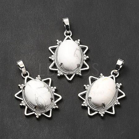 Natural Howlite Pendants G-B033-03P-22-1
