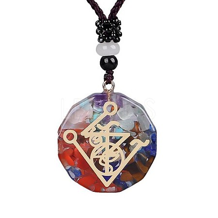Orgonite Chakra Natural & Synthetic Mixed Stone Pendant Necklaces QQ6308-10-1