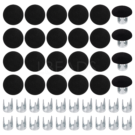 24 Bags Flat Round Cloth Cap Nail Buttons BUTT-BC0001-21A-1