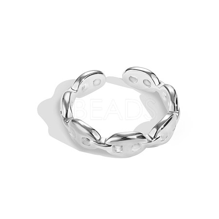 925 Sterling Silver Open Cuff Ring for Woman RJEW-M164-01-1