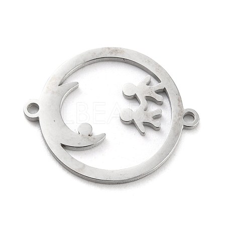 304 Stainless Steel Hollow Connector Charms STAS-P332-09P-1