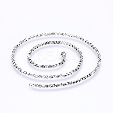 Non-Tarnish 304 Stainless Steel Box Chain Necklaces NJEW-F227-09P-08-1