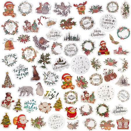 CRASPIRE 4 bags 4 styles Christmas Theme PET Picture Stickers Set DIY-CP0008-80-1