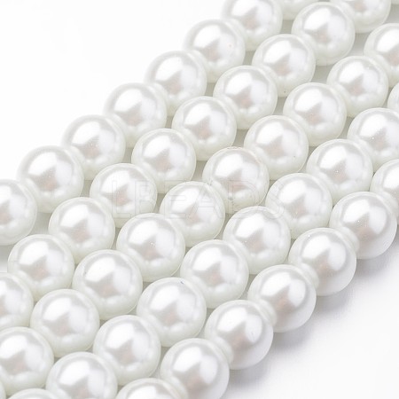 Eco-Friendly Dyed Glass Pearl Round Bead Strands X-HY-A008-8mm-RB001-1