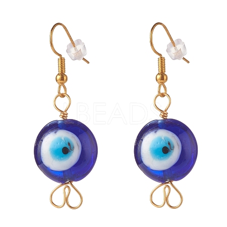 Lampwork Evil Eye Dangle Earrings EJEW-JE04812-1