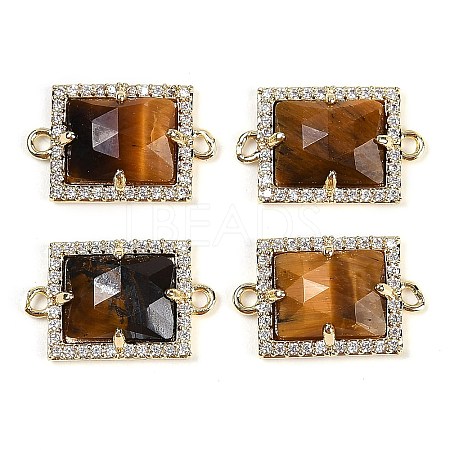 Natural Tiger Eye Faceted Rectangle Links G-I375-07G-10-1