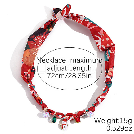 Christmas Snowman Alloy Enamel & Resin & Glass & Plastic Pearl & Rhinestone Tassel Scarf Choker Necklaces FS-WG248CD-12-1