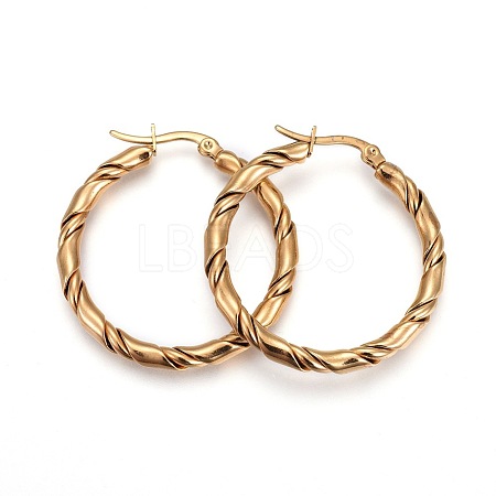 304 Stainless Steel Hoop Earrings EJEW-F188-22G-B-1