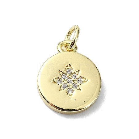 Star Theme Brass Micro Pave Clear Cubic Zirconia Pendants KK-H475-52G-04-1