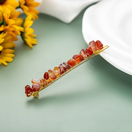 Natural Red Agate Chip & Metal Hair Bobby Pins PW-WG30375-01-1