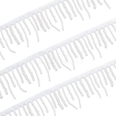 2 Yards Plastic Imitation Pearl & Polyester Beaded Trim Garland Strand OCOR-CY0004-08-1