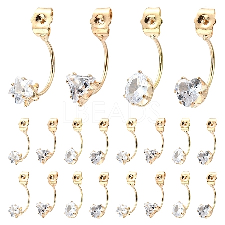 16Pcs 4 Styles Alloy Clear Cubic Zirconia Earring Nuts FIND-YW0012-06B-1