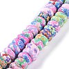 Handmade Flower Printed Polymer Clay Beads Strands X-CLAY-M003-02-1