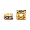 Brass Rhinestone Spacer Beads X-RB-A013-6x6-01G-2
