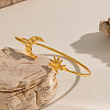 304 Stainless Steel Textured Sun Moon Open Cuff Bangles for Women SA-CBA5CC3-01G-2