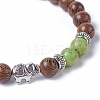 Dyed Wood Round Beads Stretch Bracelets BJEW-JB04839-3