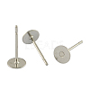 304 Stainless Steel Flat Round Blank Peg Stud Earring Findings A-STAS-S028-37-1