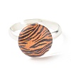 Animal Skin Pattern Flat Round Glass Adjustable Ring RJEW-JR00408-6