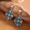 Synthetic Turquoise Dangle Stud Earrings EJEW-C178-06B-1