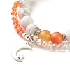 Moon and Star Charm Multi-strand Bracelet BJEW-TA00033-01-4