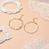 2Pcs 2 Color Natural Pearl Beaded Link Bracelets Set with Brass Paperclip Chains for Women BJEW-JB08777-2