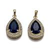 Golden Plated Brass Micro Pave Clear Cubic Zirconia Pendants ZIRC-F123-04C-1