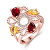 Classic Hollow Flower Rose Gold Plated Brass Cubic Zirconia Wide Band Finger Rings RJEW-BB01961-8RG-1