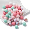 50Pcs 5 Styles Round Silicone Beads SIL-YW0001-22-4