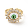 Cubic Zirconia Sun with Evil Eye Open Cuff Ring with Acrylic RJEW-B042-06G-03-2