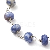 Natural Blue Spot Jasper Rondelle Beads Link Bracelets for Women BJEW-JB10262-03-3