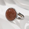 Half Round Synthetic Goldstone Finger Rings RJEW-M062-01P-06-5