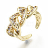 Brass Micro Pave Clear Cubic Zirconia Cuff Rings RJEW-S045-035G-NR-1