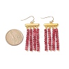 Dyed Natural Malaysia Jade Rondelle Beaded Tassel Dangle Earrings EJEW-JE05103-3