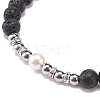 Natural Lava Rock & & Shell Pearl & Synthetic Hematite Braided Bead Bracelet BJEW-JB08467-4