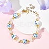 Flower Printed Handmade Porcelain Cube & Natural Pearl Beaded Necklaces BJEW-JB14176-1