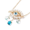 Shell Pearl & Lampwork Braided Horse Eye Pendant Necklace NJEW-TA00037-1