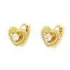Heart Brass Micro Pave Clear Cubic Zirconia Hoop Earrings EJEW-Z121-05G-4