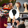 Head Shaped Wood Covered with Cloth Hat Display Racks AJEW-WH0816-101-5