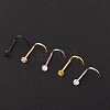 304 Stainless Steel Rhinestone Round Ball Fishtail Nose Rings WGE5A2F-15-1