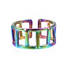 304 Stainless Steel Rectangle Cuff Ring RJEW-N038-086-2
