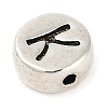 925 Sterling Silver Flat Round with Letter Beads LS-STER-G044-01AS-K-2