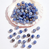  5 Strands Round Natural Blue Spot Jasper Beads Strands G-NB0004-58-4
