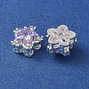 Brass Micro Pave Lilac Cubic Zirconia Beads CU-CBAEC99-28S-2